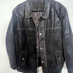Stormtech Leather Jacket Men's size Large  Black‎ With Pockets Inside/Out LRJ-2
